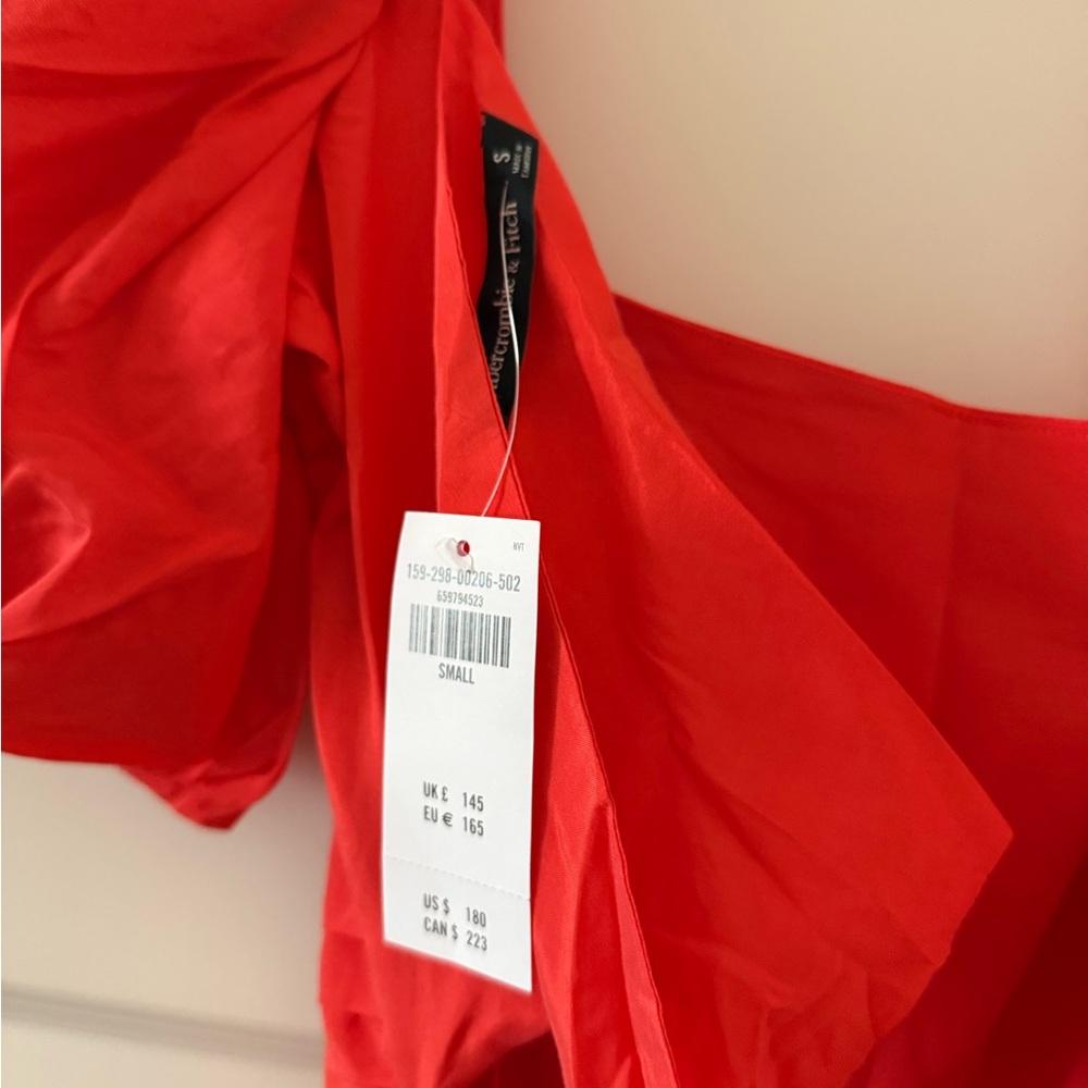 Abercrombie & Fitch Emerson Drama Bow-Back Maxi Dress Red - Picture 3 of 6